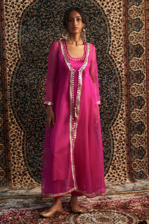 Rani Pink Embroidered Choga Set