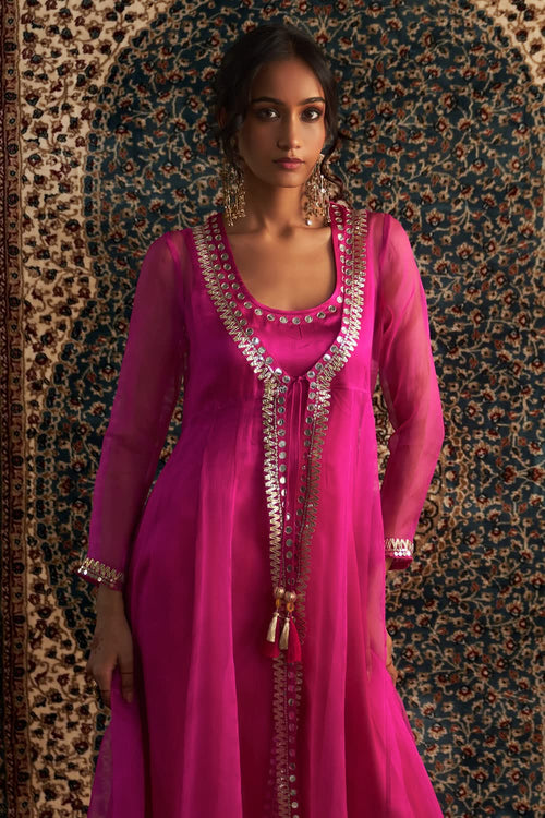 Rani Pink Embroidered Choga Set