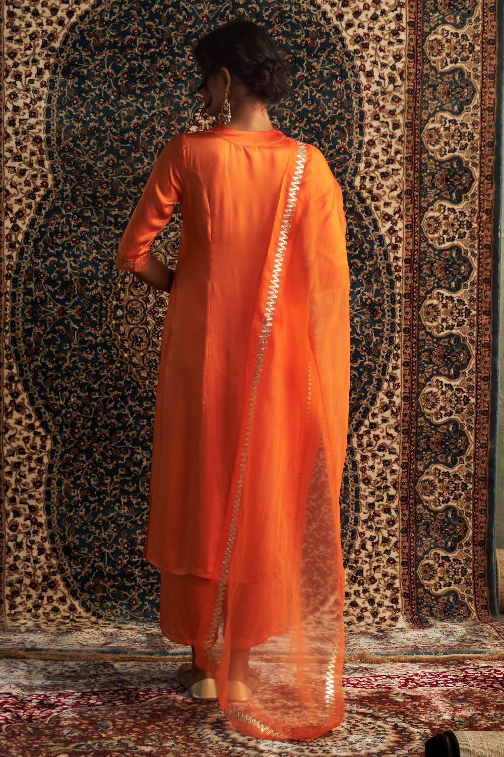 Saffron Embroidered Kurta Set