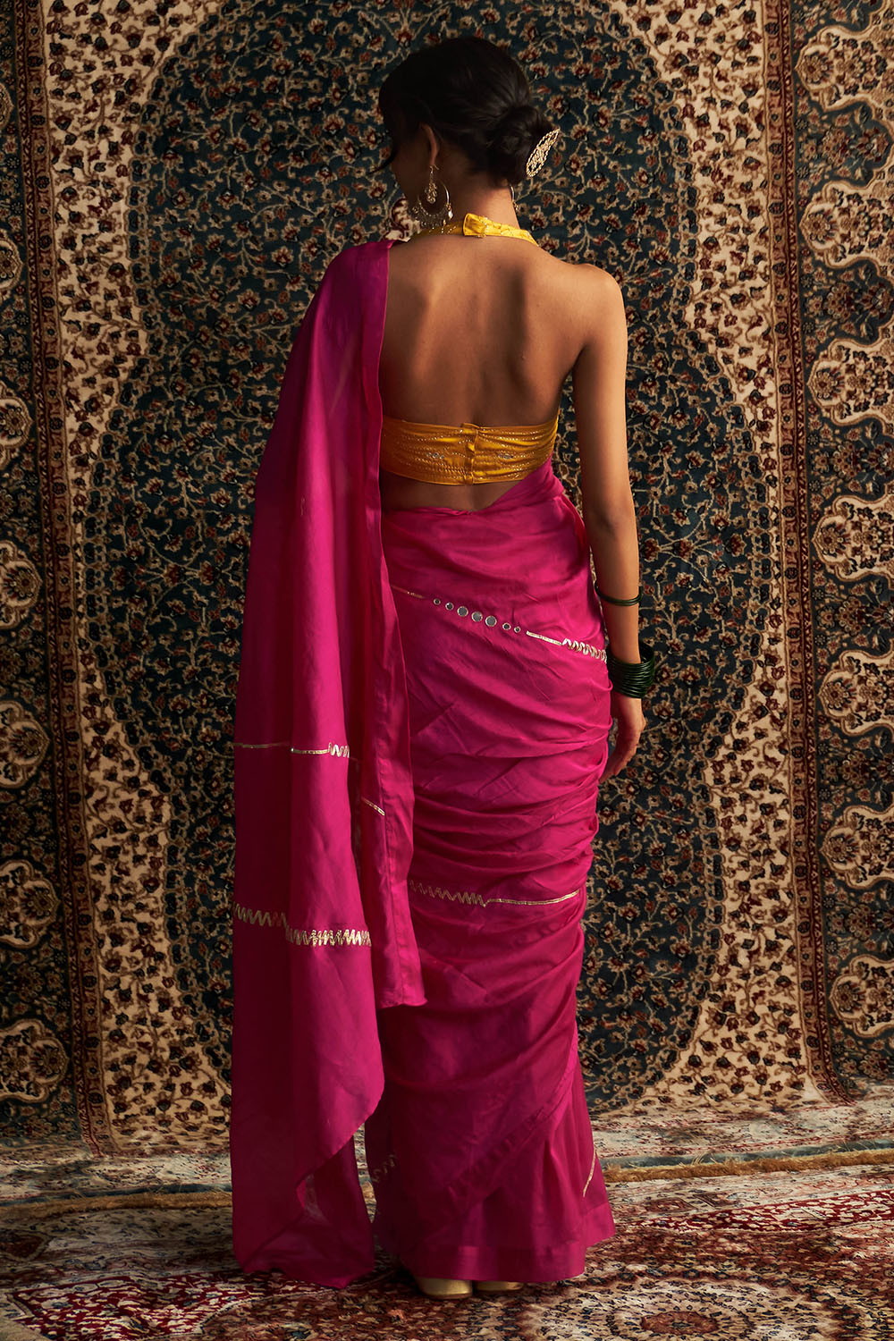 Prarambh Embroidered Chanderi Saree with Halter Neck Blouse