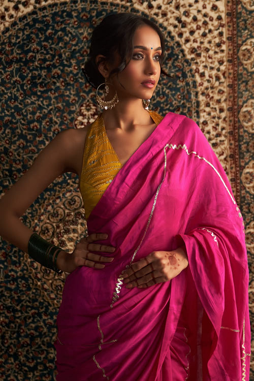 Prarambh Embroidered Chanderi Saree with Halter Neck Blouse