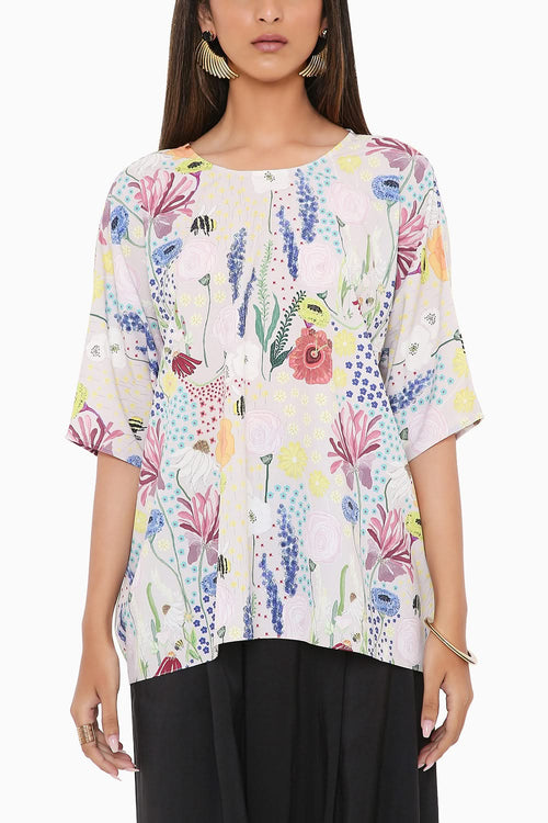 Stone Bee Garden Print Short Maya Dress