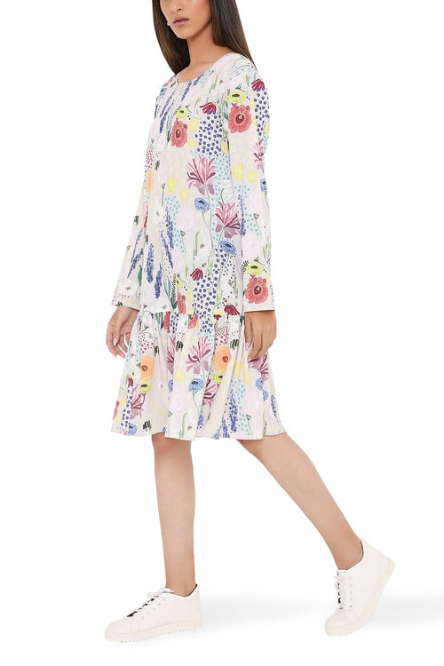 Stone Bee Printed Frill Dress