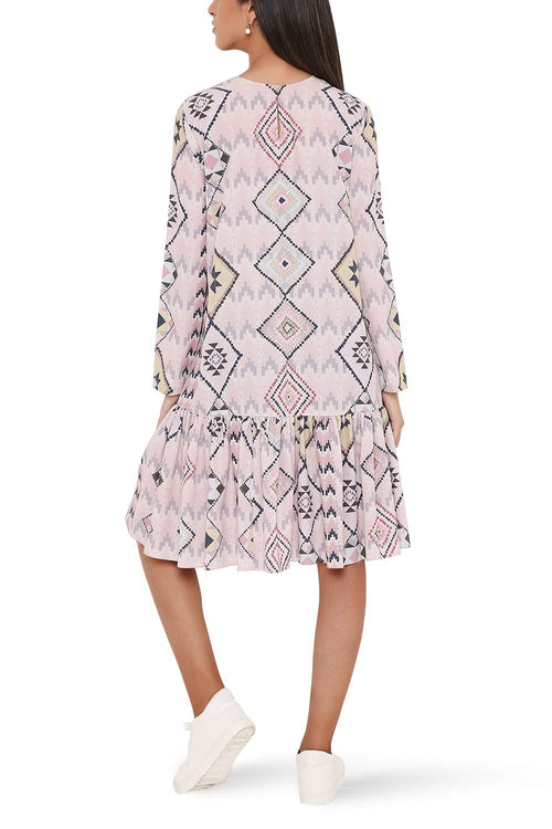 Blush Mosaic Diamond Print Dress