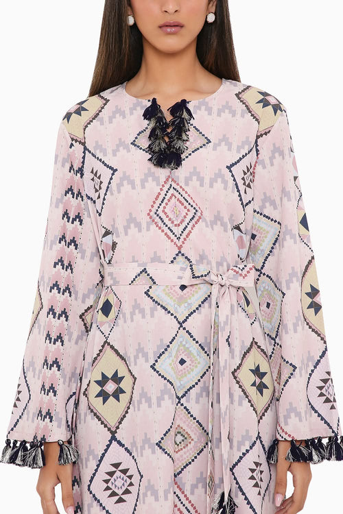 Blush Mosaic Diamond Printed Kaftan