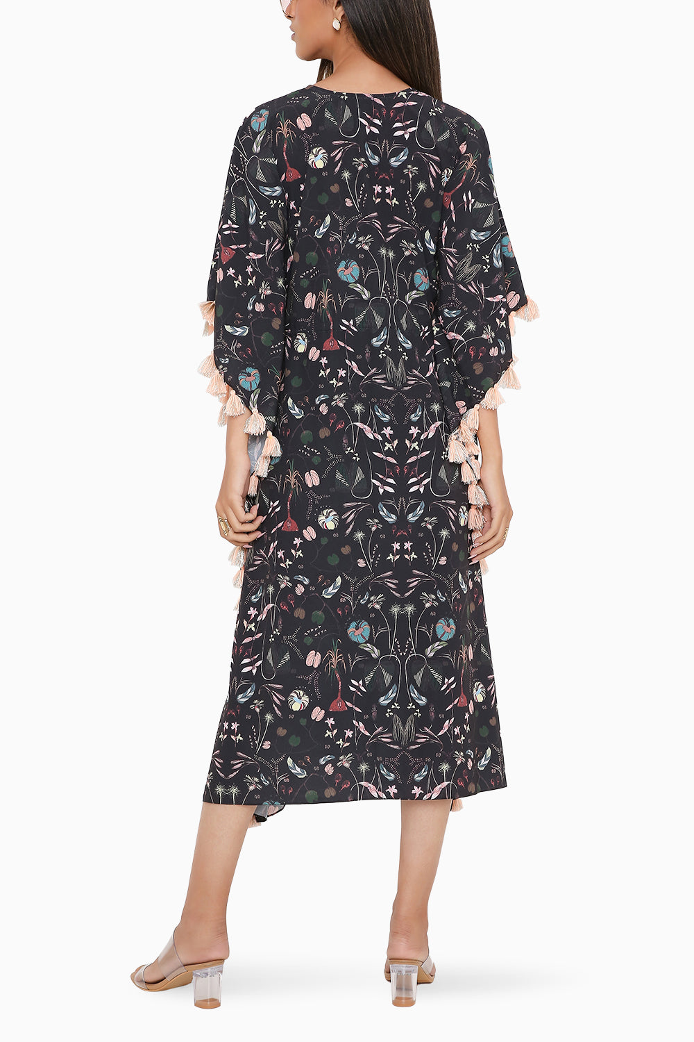 Black Forest Printed Kaftan with Tassels