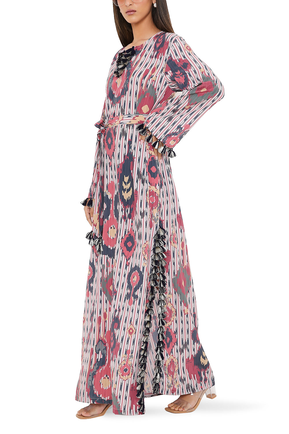 Red Ikat Tribe Printed Kaftan