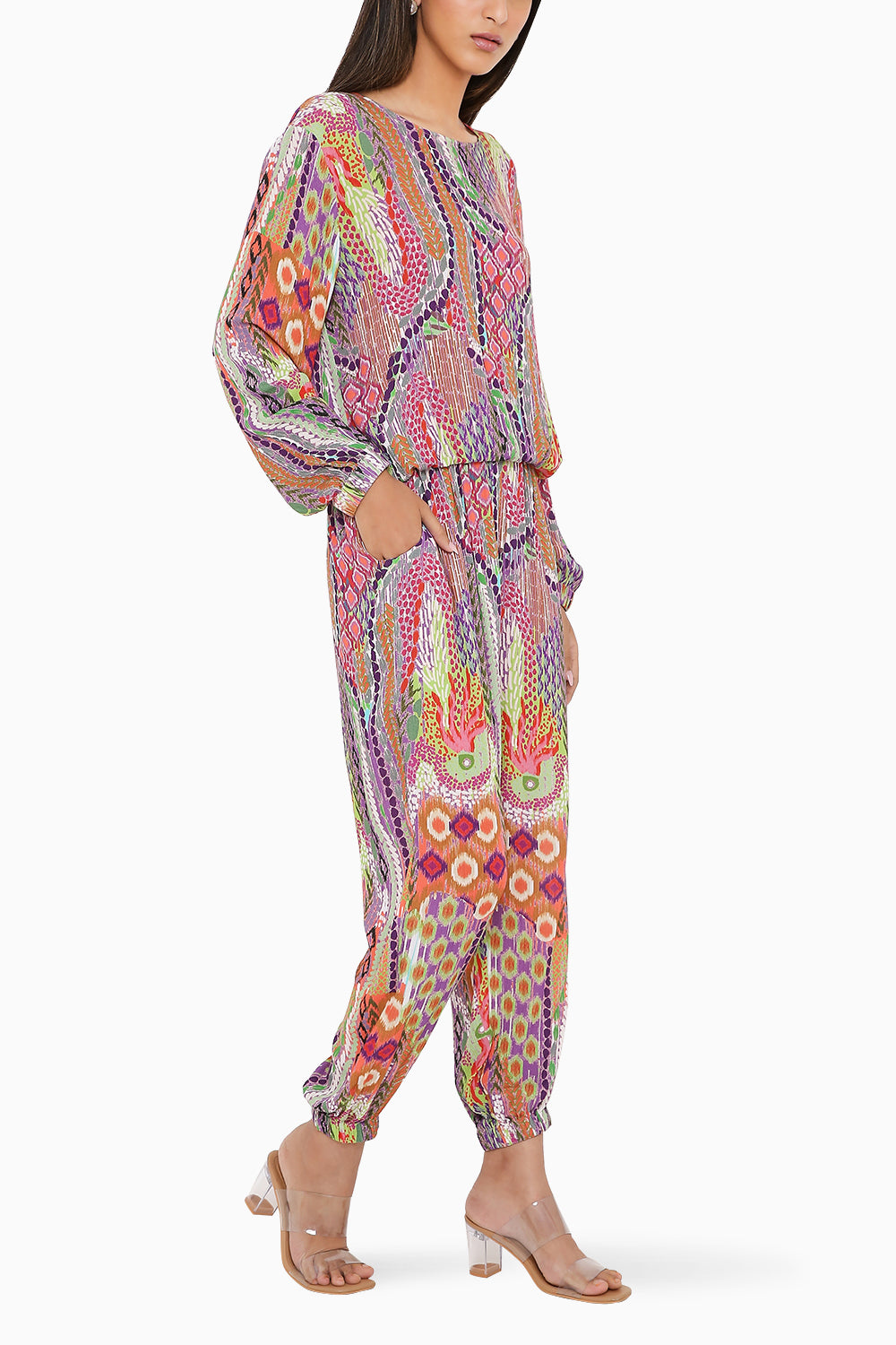 Multicolour African Print Wrinkle Top and Jogger Pants