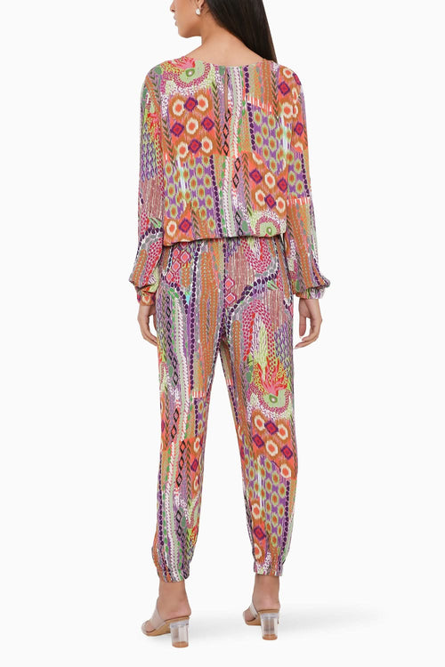 Multicolour African Print Wrinkle Top and Jogger Pants