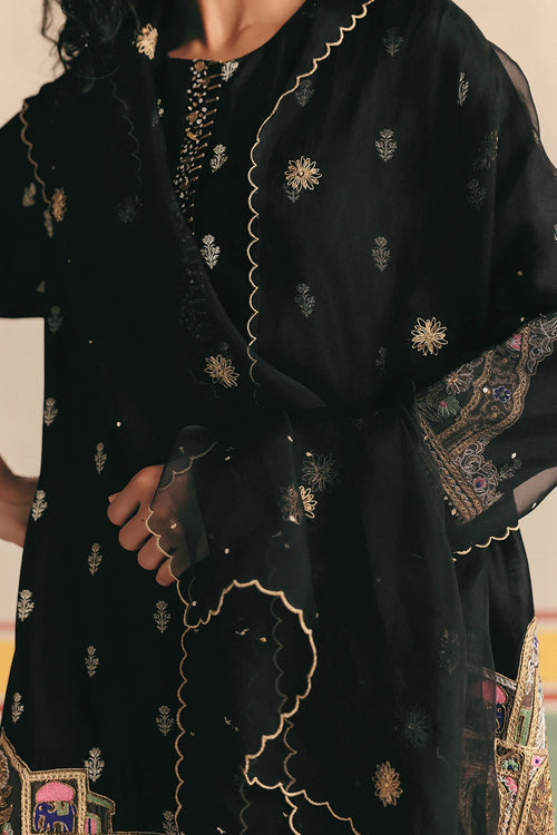 Black Koyal Banarsi Kurta With Pants And Dupatta