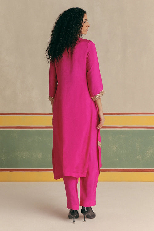 Hibiscus Banarsi Kurta With Pants And Dupatta