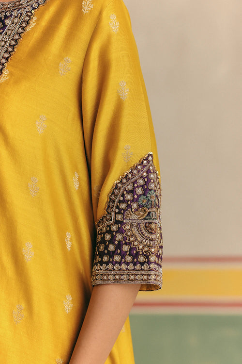 Yellow Chidiya Banarsi Kurta With Pants And Dupatta