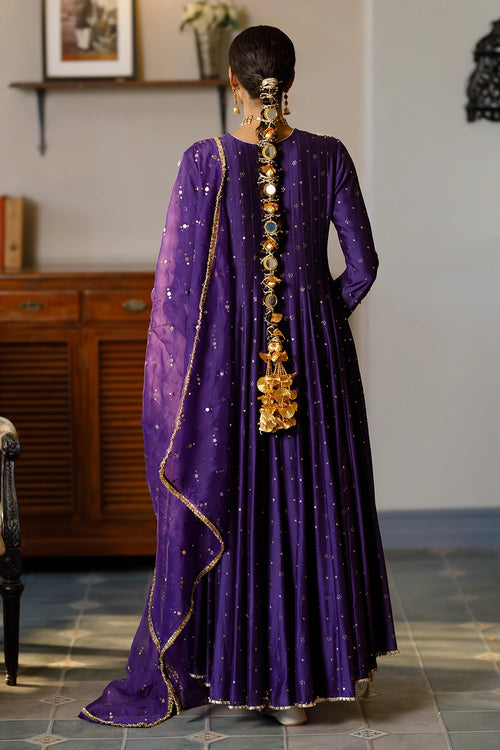 Zinat Purple Embroidered Anarkali And Churidar With Dupatta Set