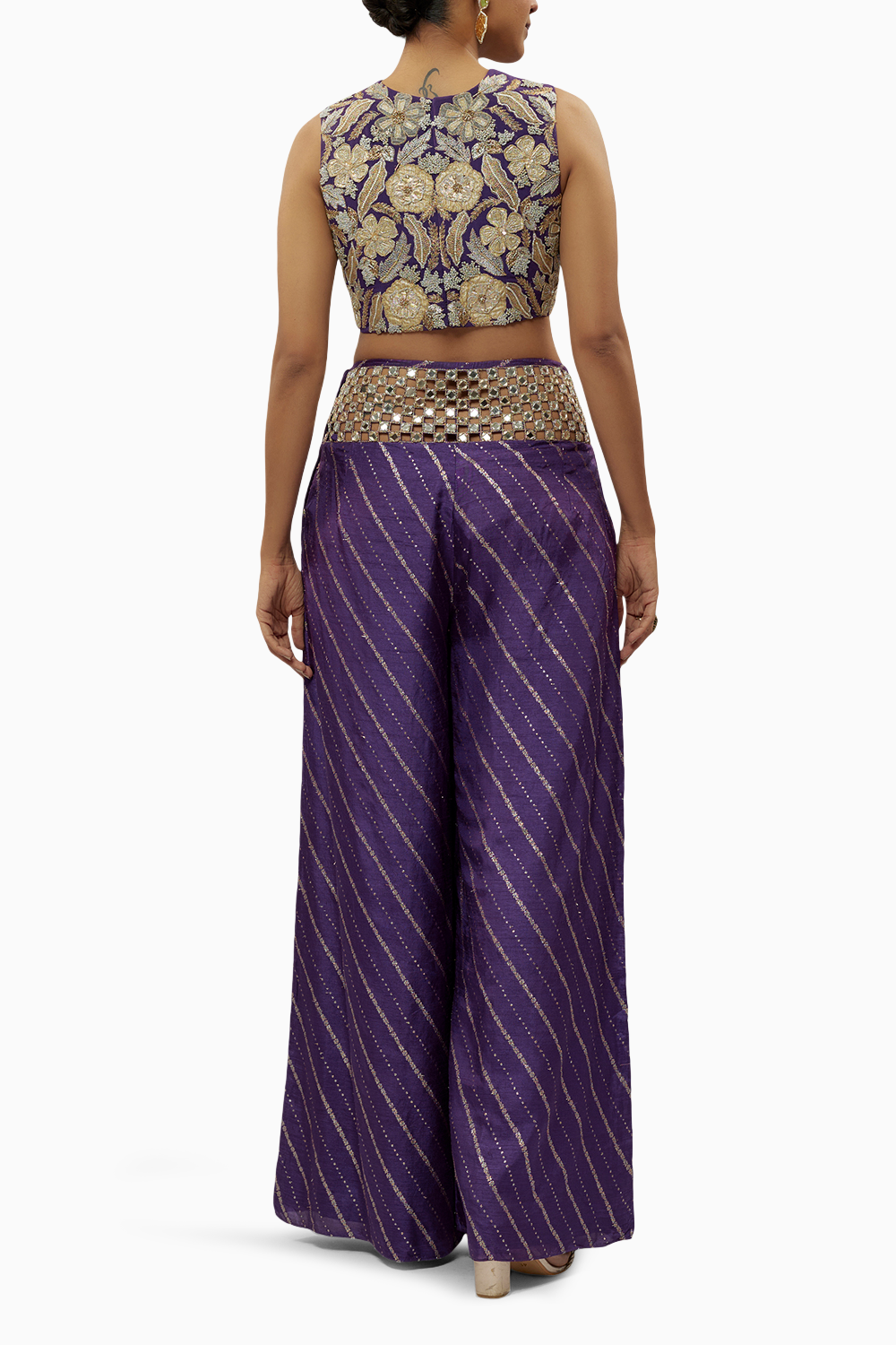 Purple Embroidered Choli With Palazzo