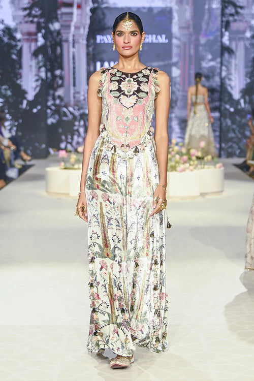 Kainat Ochre Forest Whisper Printed Choli And Sharara Set