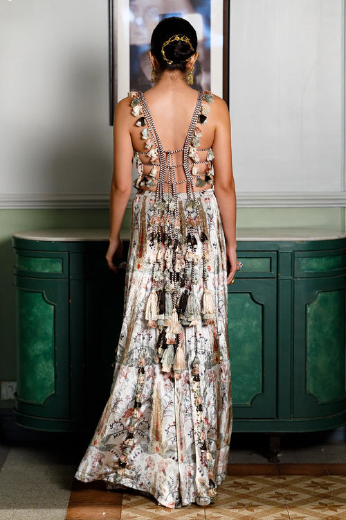 Kainat Ochre Forest Whisper Printed Choli And Sharara Set