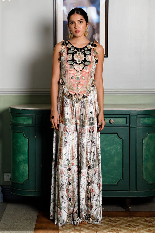 Kainat Ochre Forest Whisper Printed Choli And Sharara Set