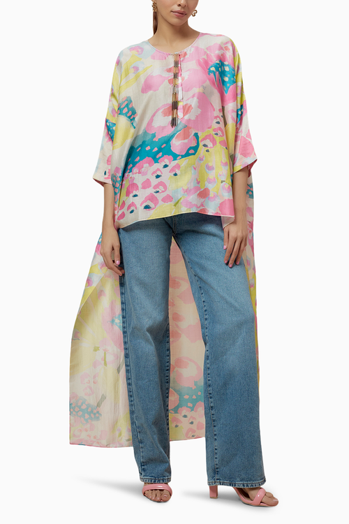 Lime Printed Silkmul High Low Top