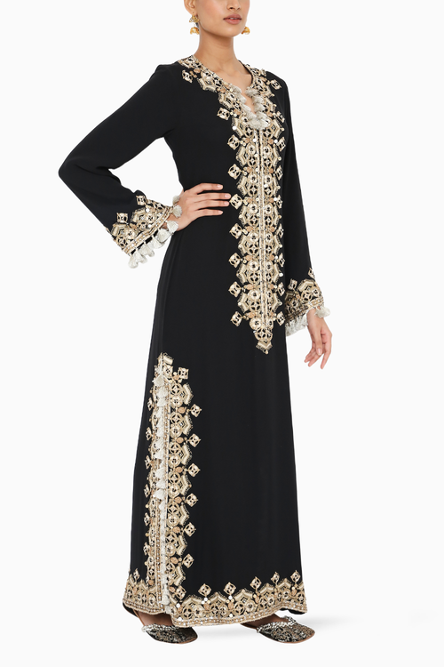 Nadima Black Embroidered Kaftan