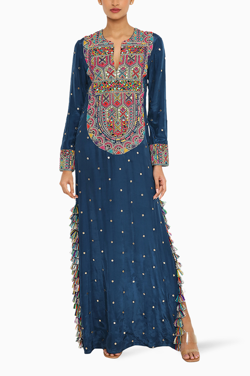 Adira Midnight Blue Embroidered Kaftan