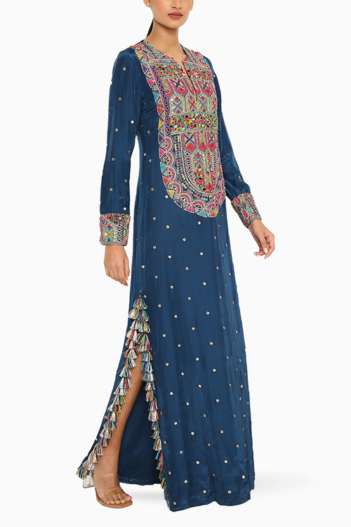 Adira Midnight Blue Embroidered Kaftan