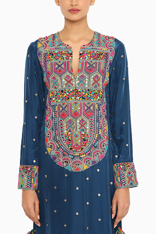 Adira Midnight Blue Embroidered Kaftan