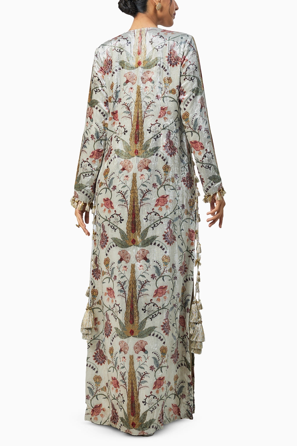 Mehuish Ochre Forest Whisper Embroidered Yoke Kaftan