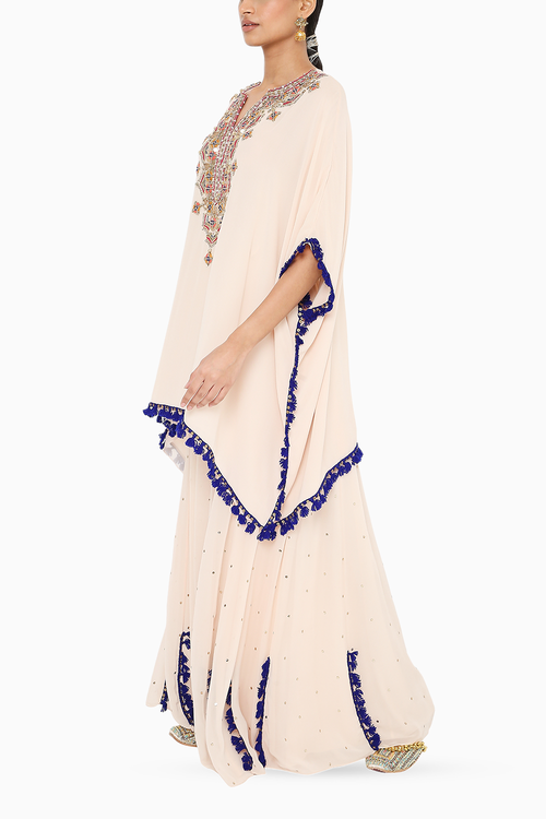 Faiza Chalk Short Kaftan With Sharara