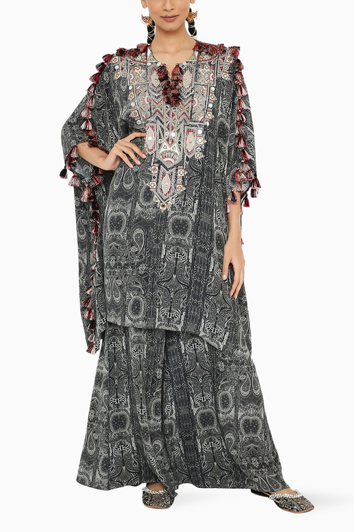Salima Embroidered Short Kaftan With Palazzo