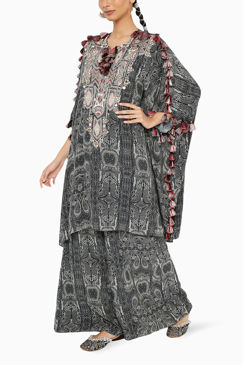 Salima Embroidered Short Kaftan With Palazzo