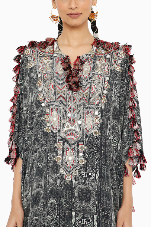 Salima Embroidered Short Kaftan With Palazzo