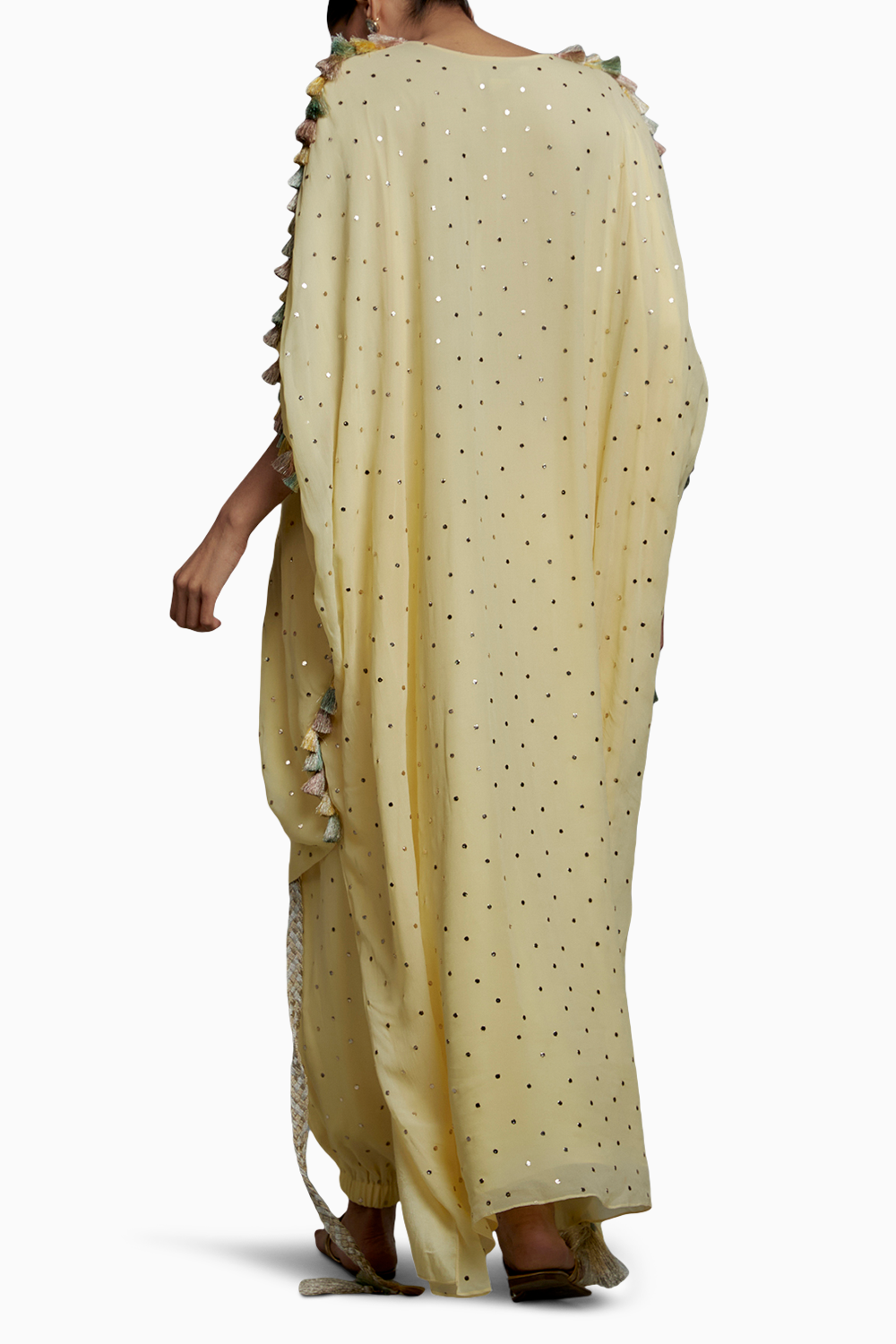 Yellow Embroidered High Low Kurta With Jogger Pant