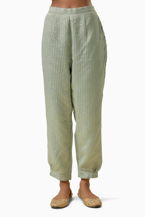 Pale Blue Short Kurta and Jogger Pants with Net Dupatta