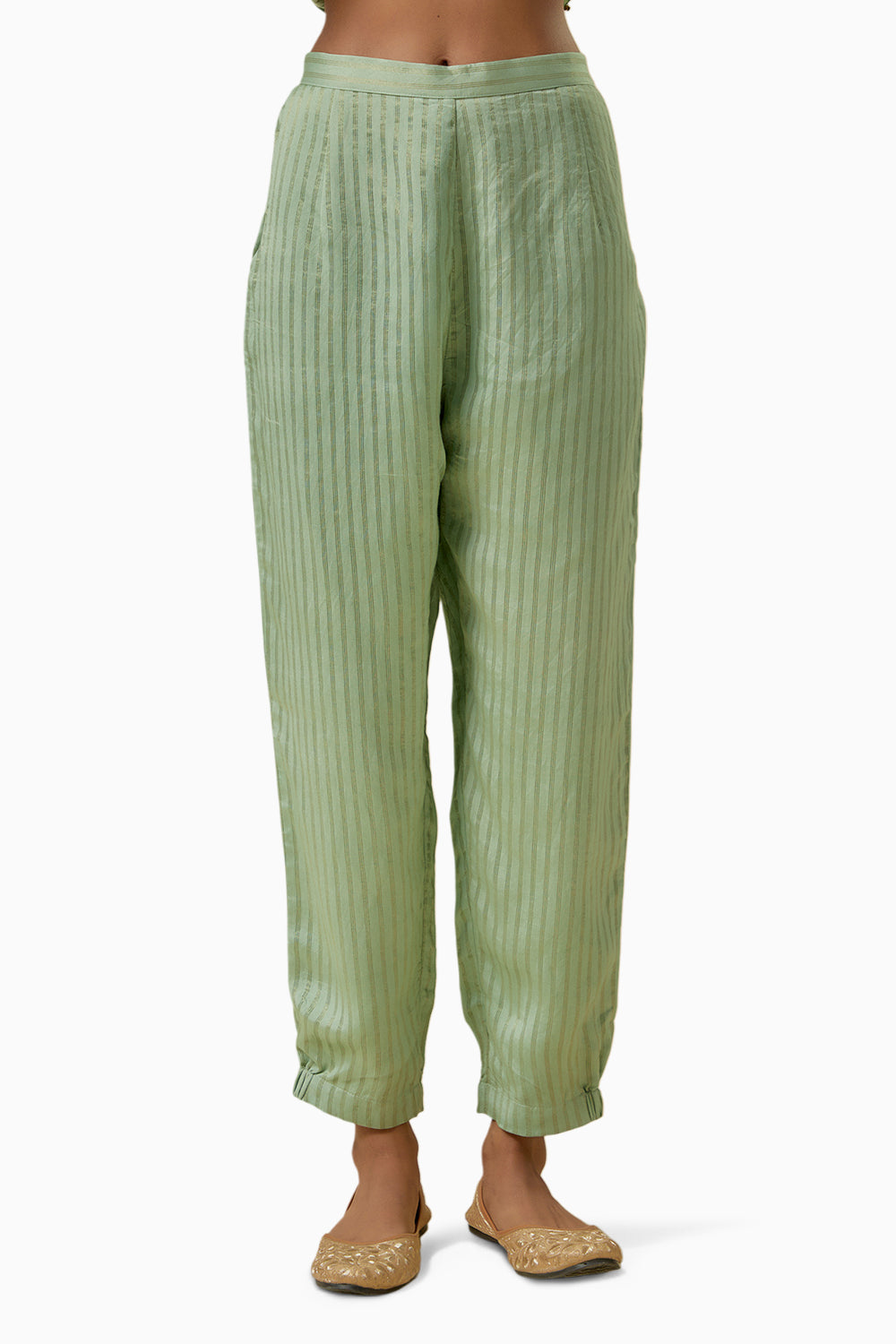 Mint Chanderi Kurta with Jogger Pants and Dupatta