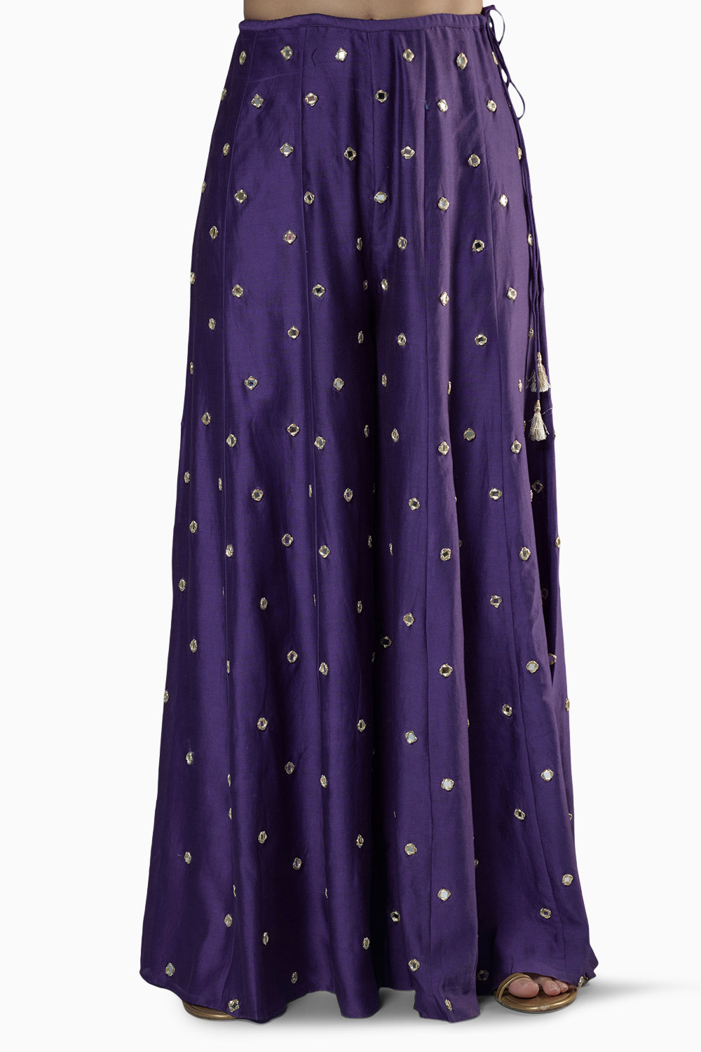 Purple Embroidered Kurta And Sharara With Dupatta