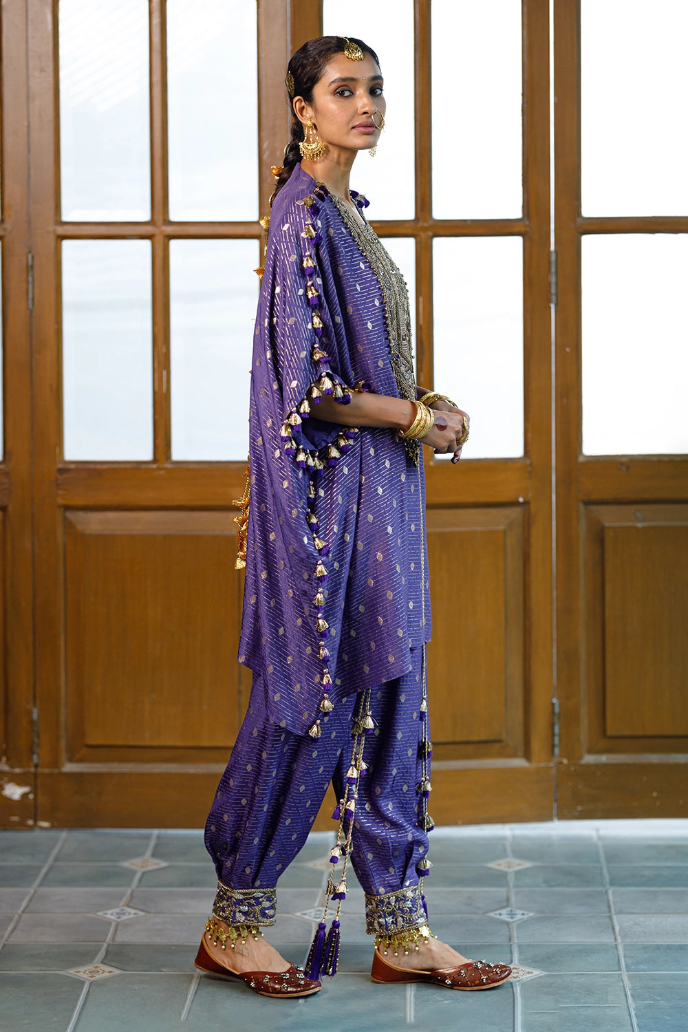 Razia Purple Embroidered Kaftan And Salwar