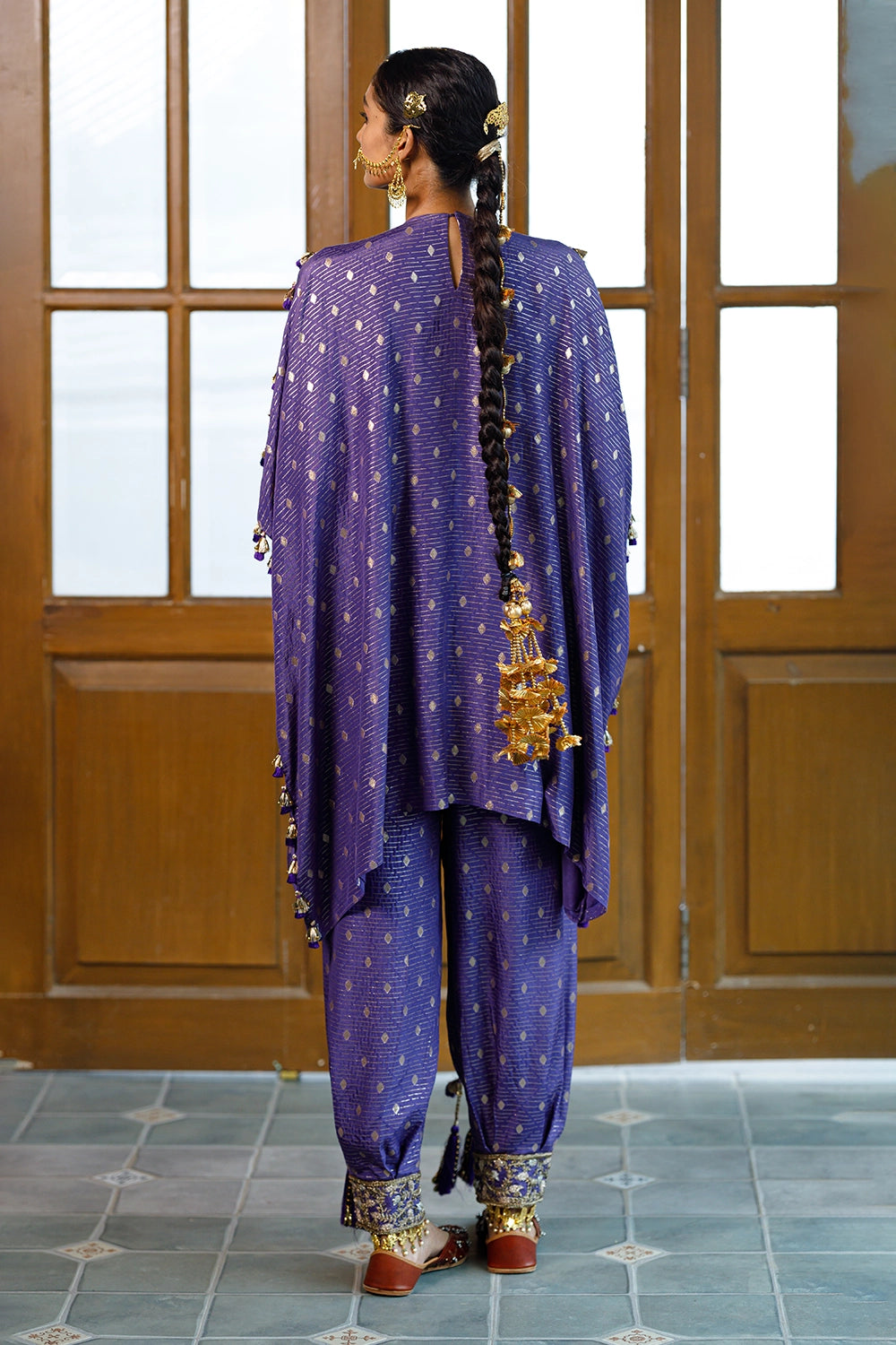 Razia Purple Embroidered Kaftan And Salwar