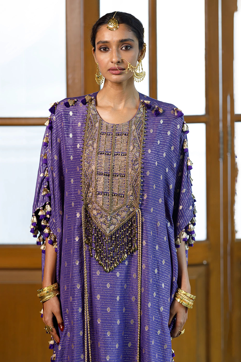 Razia Purple Embroidered Kaftan And Salwar