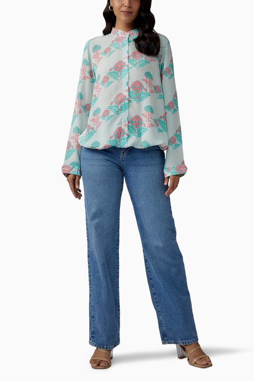 Pink Printed Crepe Top