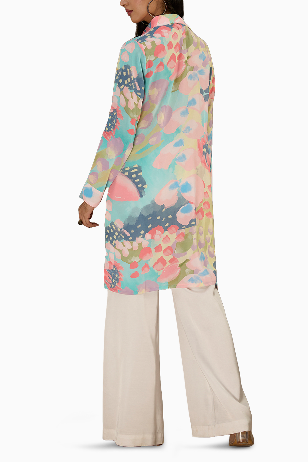 Euphoria Printed Roll-Up Sleeve Shirt Dress