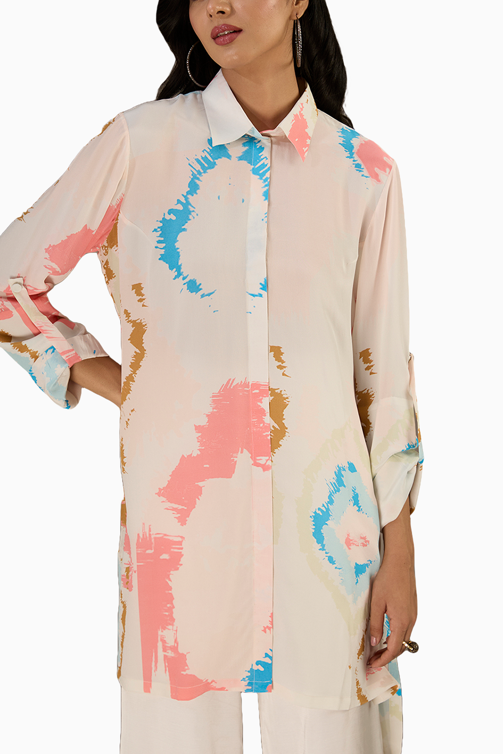 White Printed Crepe Tunic