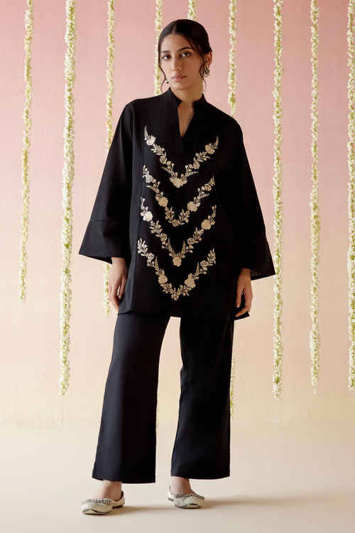 Black Orchid Embroidered Khaadi Coord Set