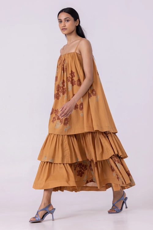 Lev Floral Hand Printed Tiered Dress