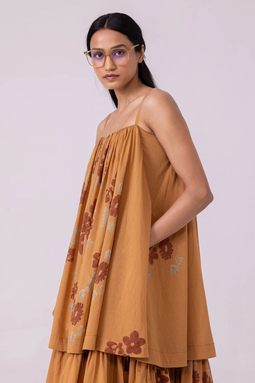 Lev Floral Hand Printed Tiered Dress