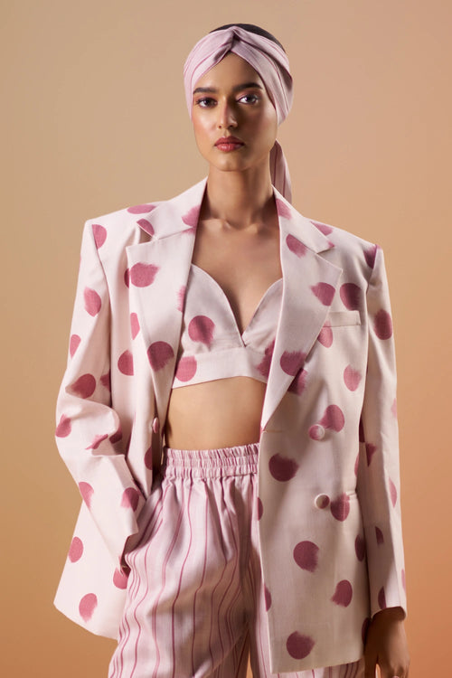 Vedika Printed Polka Stripped Co-ord Set