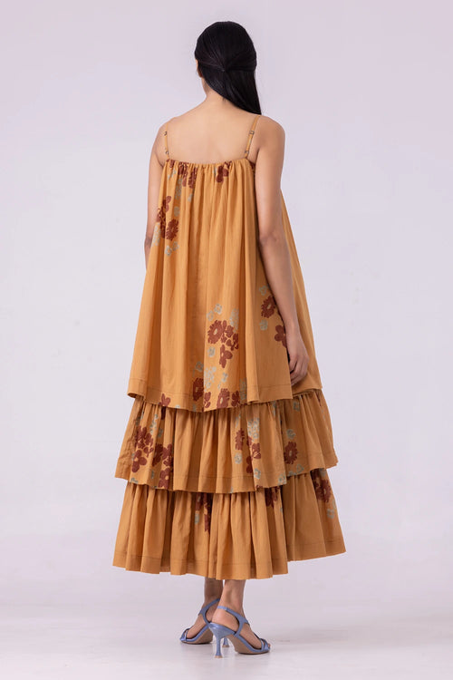 Lev Floral Hand Printed Tiered Dress