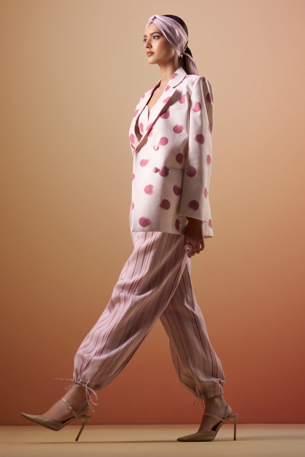 Vedika Printed Polka Stripped Co-ord Set