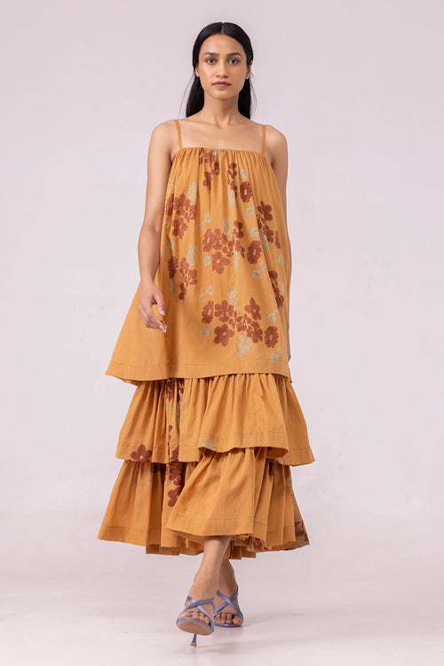 Lev Floral Hand Printed Tiered Dress