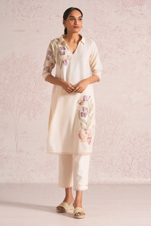 Painted Petals Parchment Kurta Set