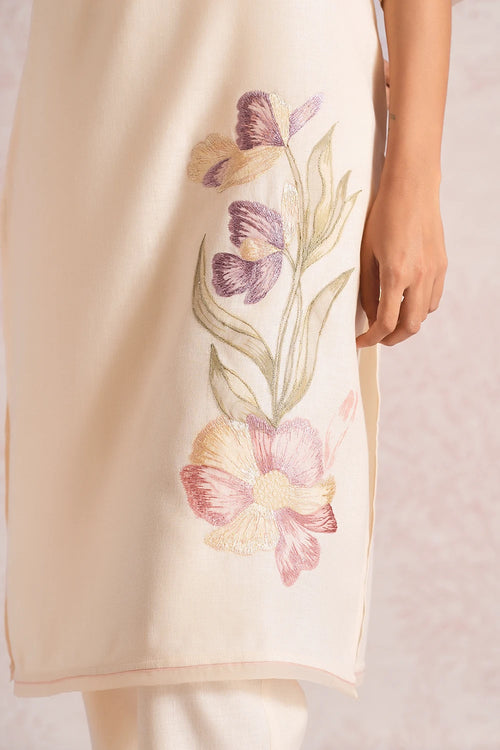 Painted Petals Parchment Kurta Set